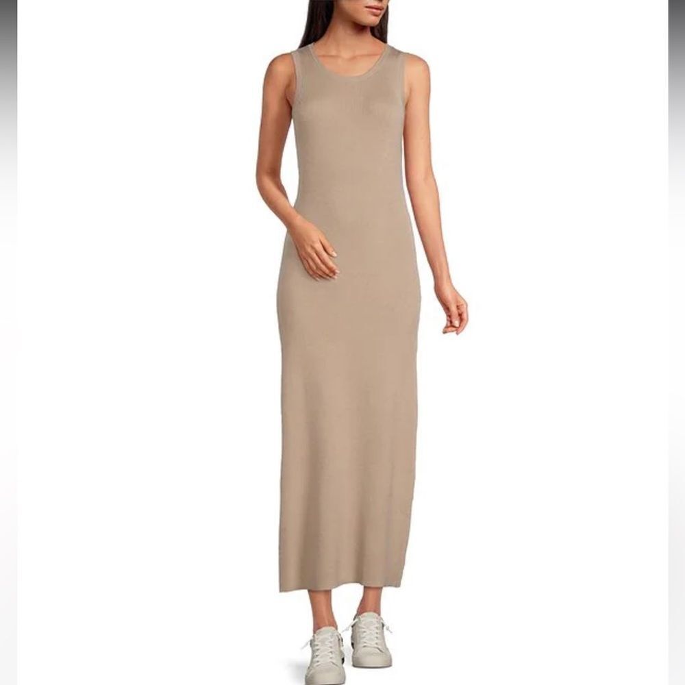NWT Splendid McKayla Sleeveless Jewel Neck Knit Sheath Maxi Dress Size XS-Latte